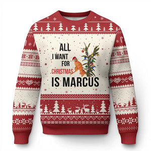 Marcus The Worm Robert Meme Ugly Christmas Sweater All I Want For Xmas Is Marcus TS14 Beige Red Print Your Wear