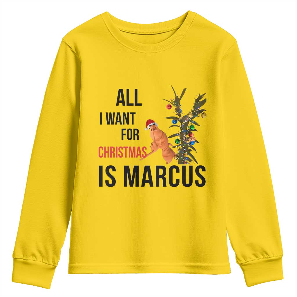 Marcus The Worm Robert Meme Youth Sweatshirt All I Want For Christmas Is Marcus TS14 Daisy Print Your Wear