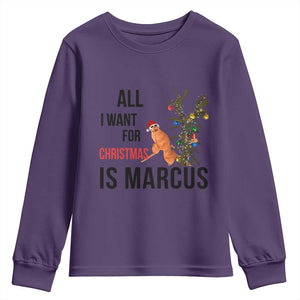 Marcus The Worm Robert Meme Youth Sweatshirt All I Want For Christmas Is Marcus TS14 Purple Print Your Wear