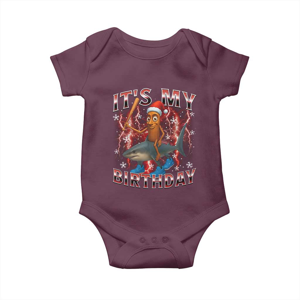 Italian Brainrot Christmas Meme Baby Onesie It Is My Birthday TS14 Maroon Print Your Wear