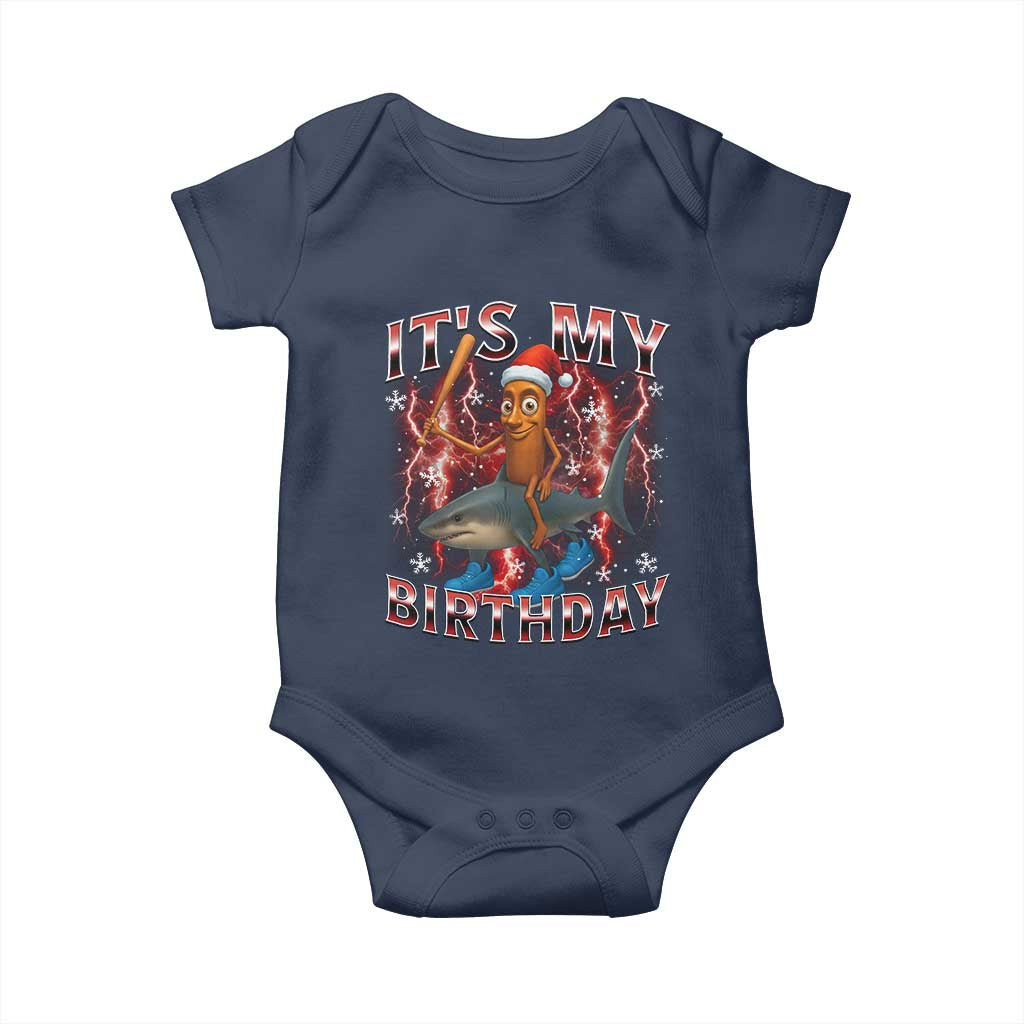 Italian Brainrot Christmas Meme Baby Onesie It Is My Birthday TS14 Navy Print Your Wear