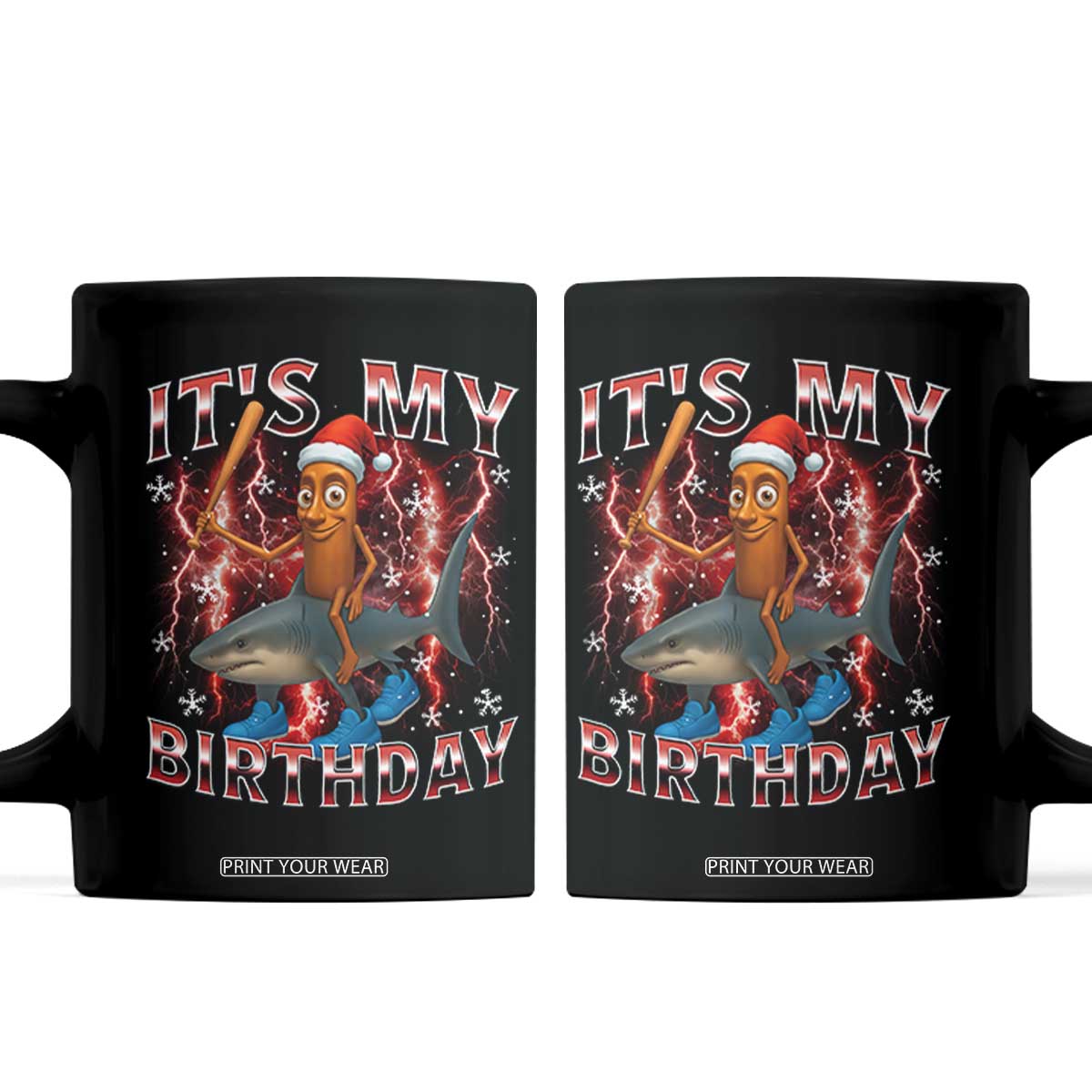 Italian Brainrot Christmas Meme Coffee Mug It Is My Birthday TS14 Black Print Your Wear