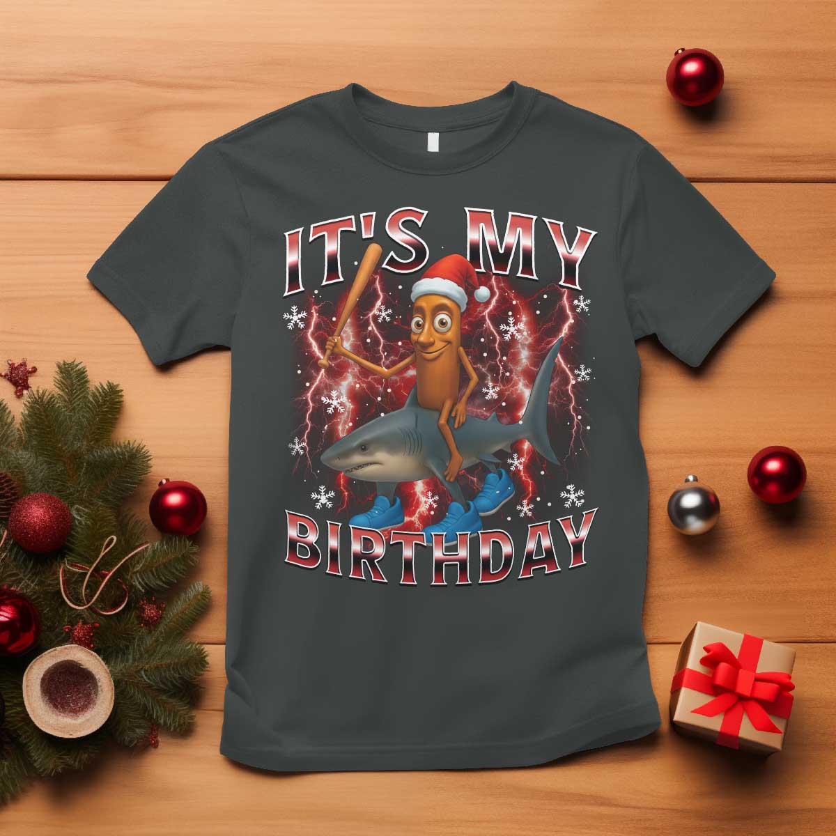 Italian Brainrot Christmas Meme T Shirt It Is My Birthday TS14 Dark Heather Print Your Wear