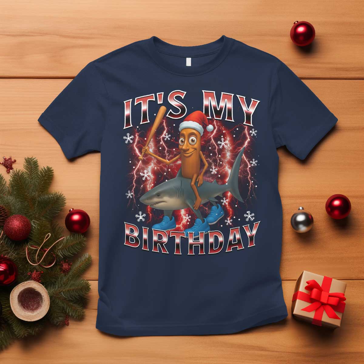 Italian Brainrot Christmas Meme T Shirt It Is My Birthday TS14 Navy Print Your Wear