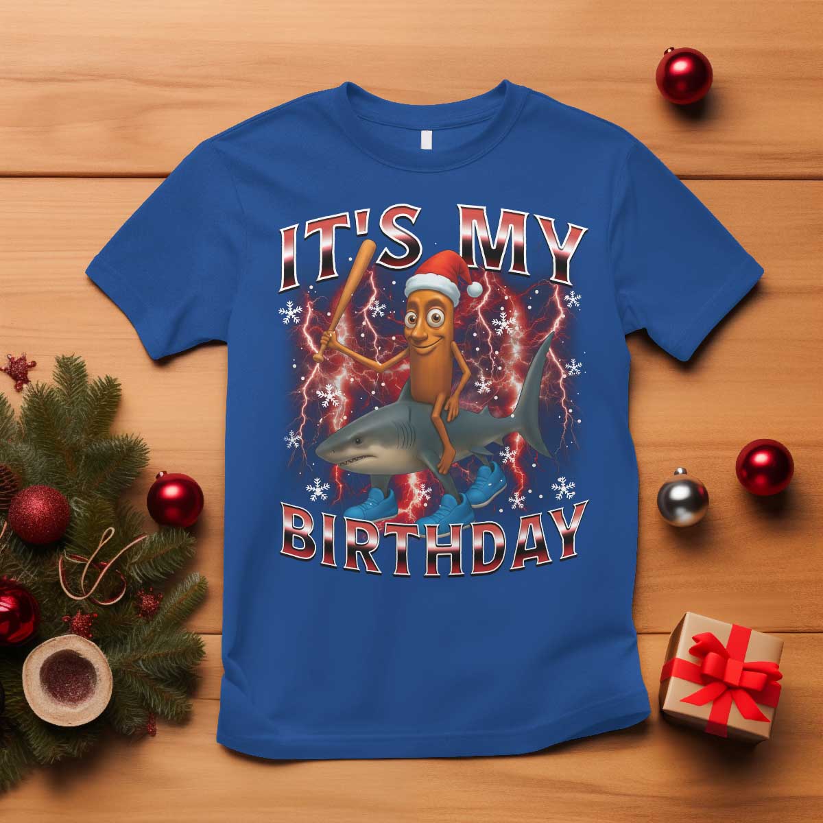 Italian Brainrot Christmas Meme T Shirt It Is My Birthday TS14 Royal Blue Print Your Wear
