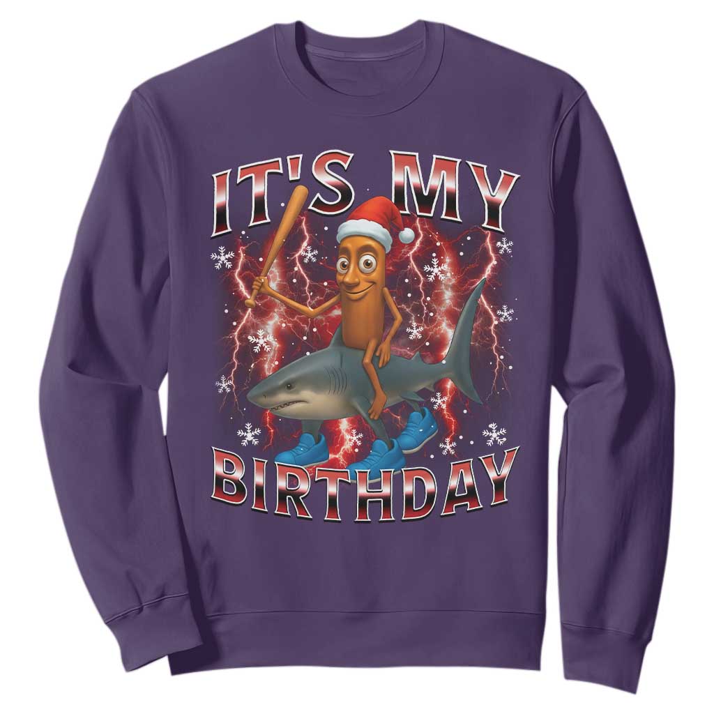 Italian Brainrot Christmas Meme Sweatshirt It Is My Birthday TS14 Purple Print Your Wear