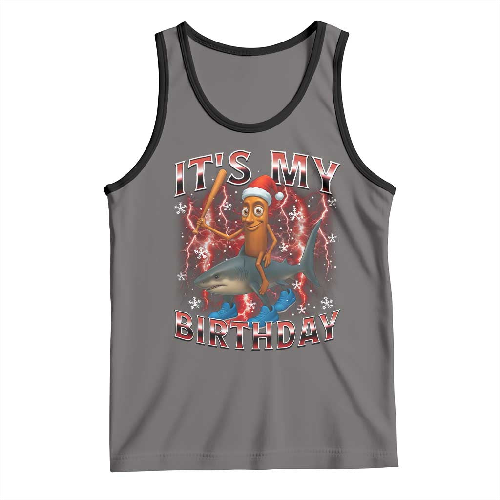 Italian Brainrot Christmas Meme Tank Top It Is My Birthday TS14 Deep Heather Black Print Your Wear