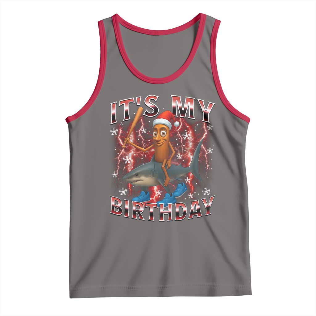 Italian Brainrot Christmas Meme Tank Top It Is My Birthday TS14 Deep Heather Red Print Your Wear