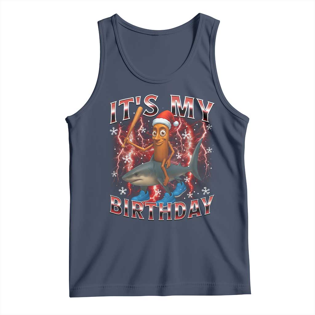 Italian Brainrot Christmas Meme Tank Top It Is My Birthday TS14 Navy Print Your Wear