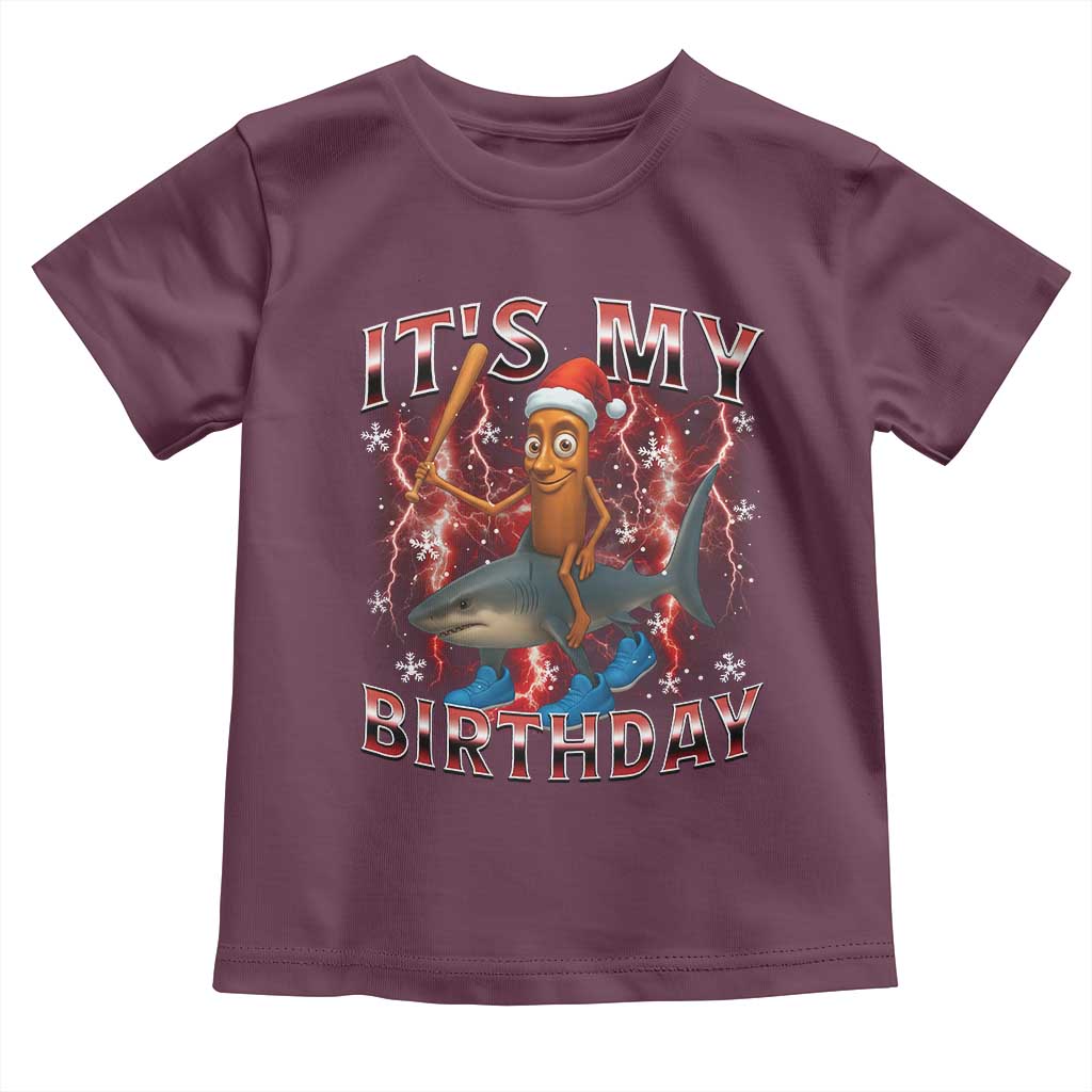 Italian Brainrot Christmas Meme Toddler T Shirt It Is My Birthday TS14 Maroon Print Your Wear