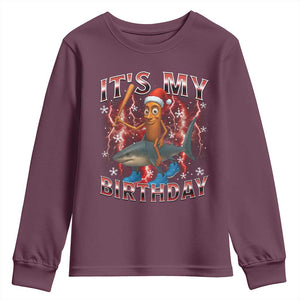 Italian Brainrot Christmas Meme Youth Sweatshirt It Is My Birthday TS14 Maroon Print Your Wear