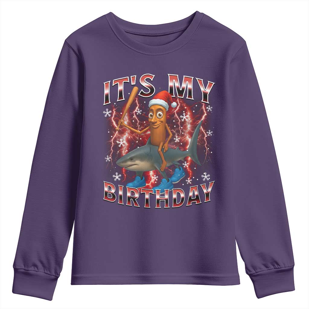 Italian Brainrot Christmas Meme Youth Sweatshirt It Is My Birthday TS14 Purple Print Your Wear