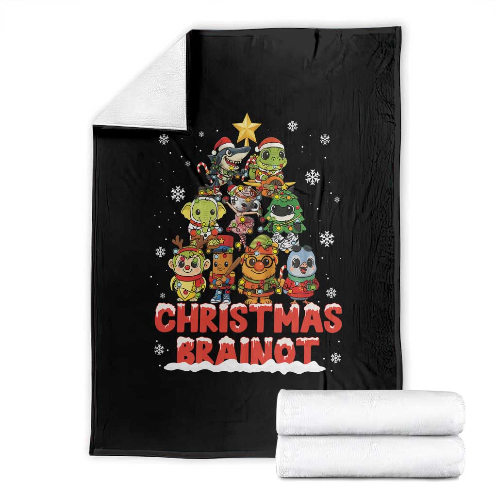 Italian Brainrot Christmas Tree Meme Throw Blanket TS14 Black Print Your Wear