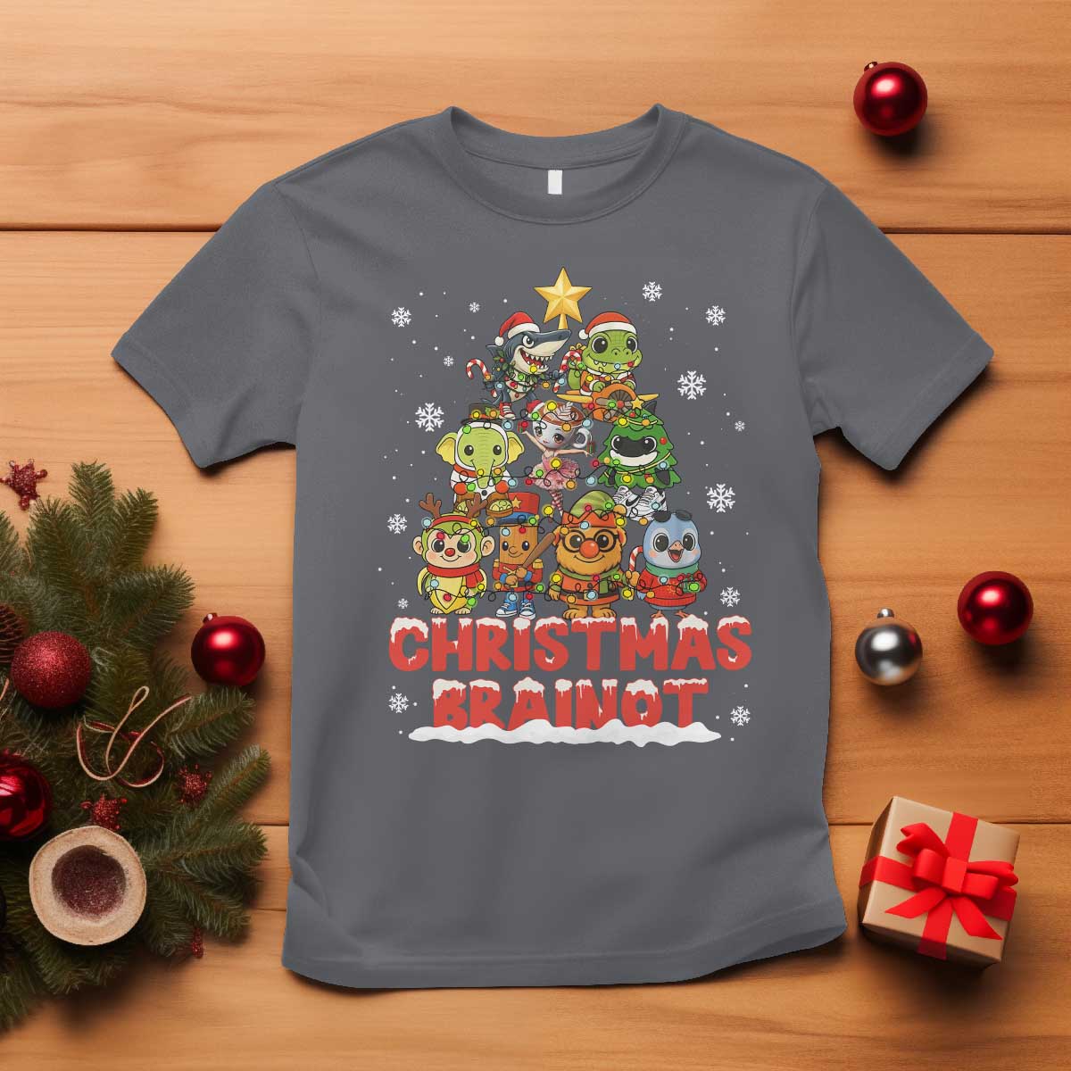 Italian Brainrot Christmas Tree Meme T Shirt TS14 Charcoal Print Your Wear