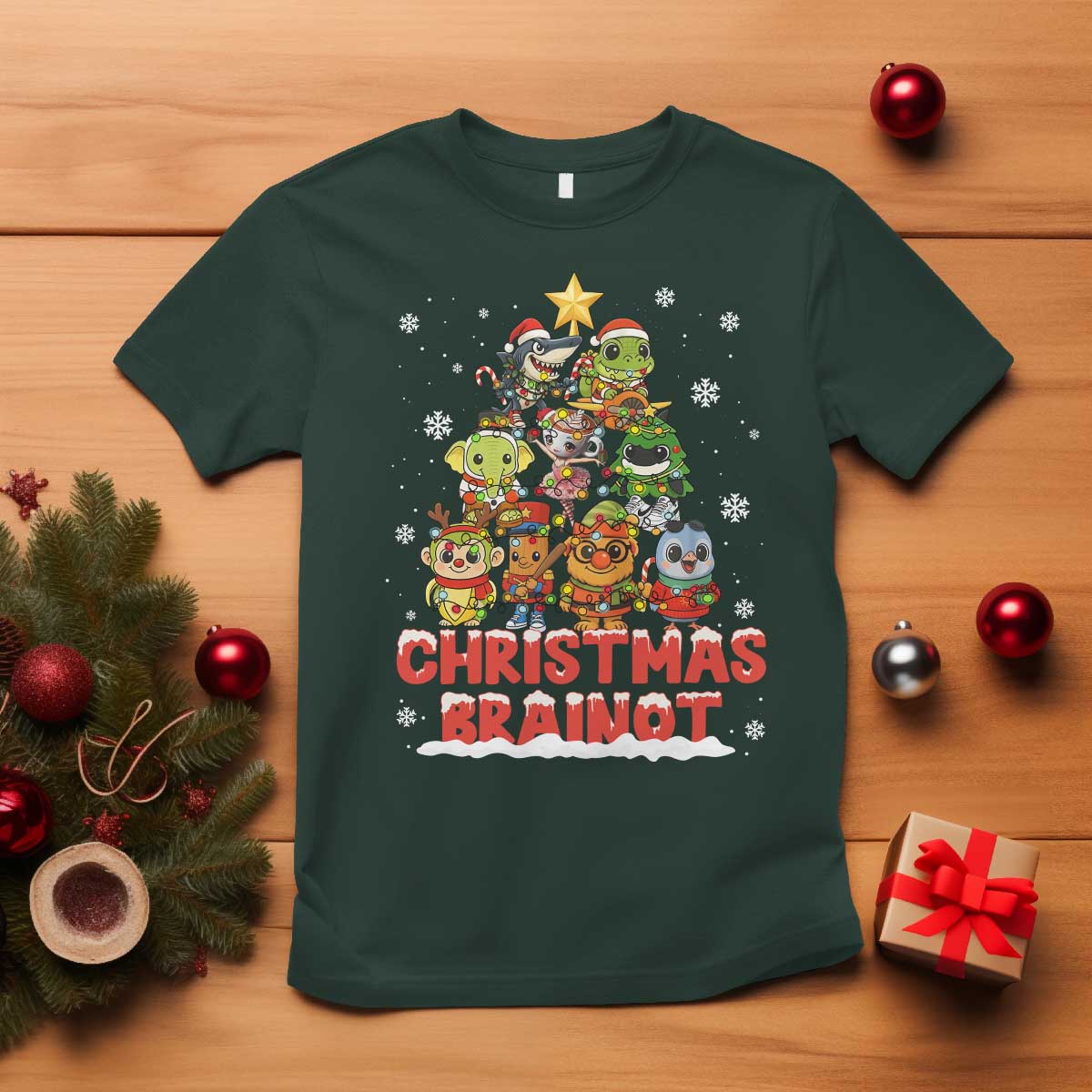 Italian Brainrot Christmas Tree Meme T Shirt TS14 Dark Forest Green Print Your Wear