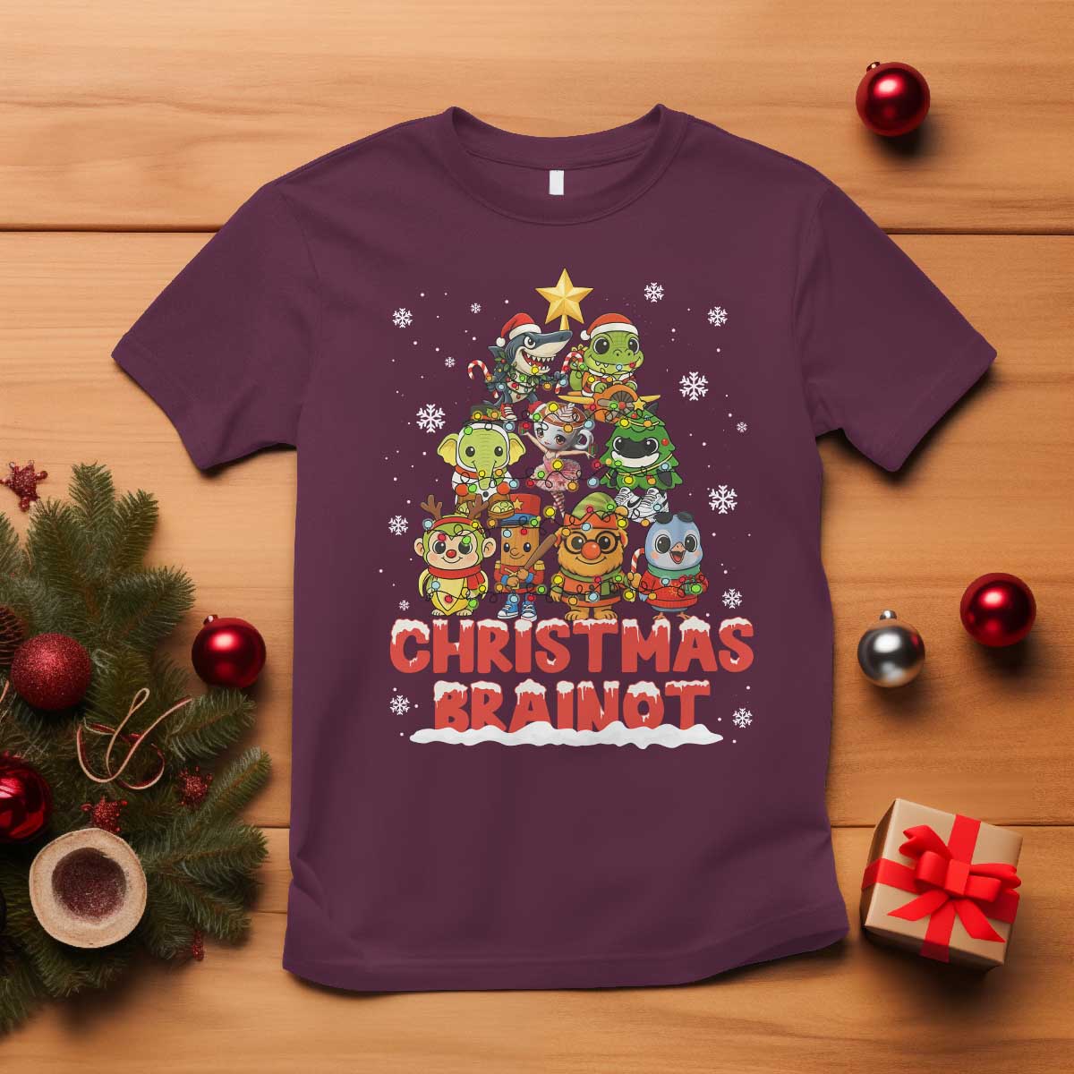 Italian Brainrot Christmas Tree Meme T Shirt TS14 Maroon Print Your Wear