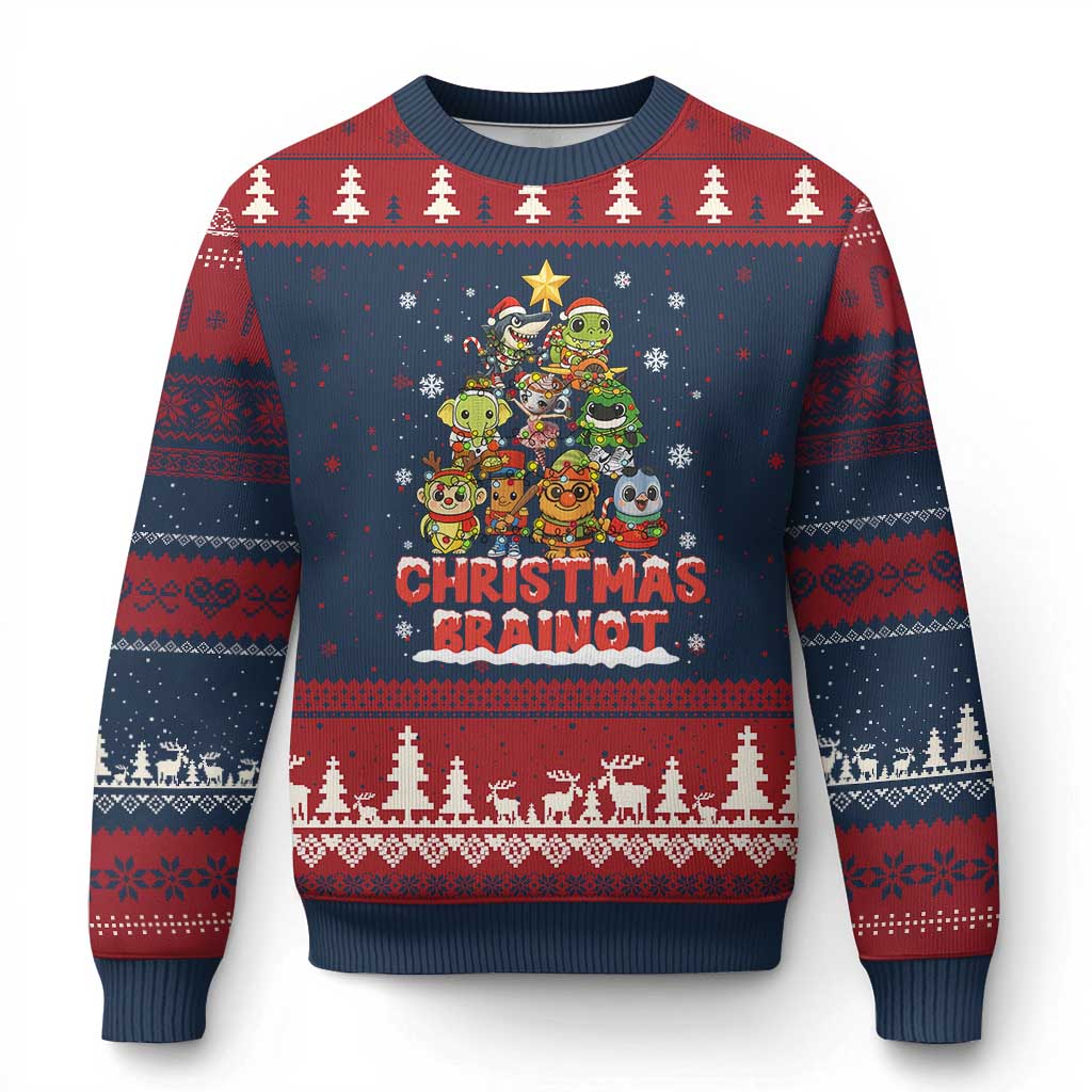 Italian Brainrot Xmas Tree Meme Ugly Christmas Sweater TS14 Navy Red Print Your Wear