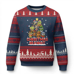 Italian Brainrot Xmas Tree Meme Ugly Christmas Sweater TS14 Navy Red Print Your Wear