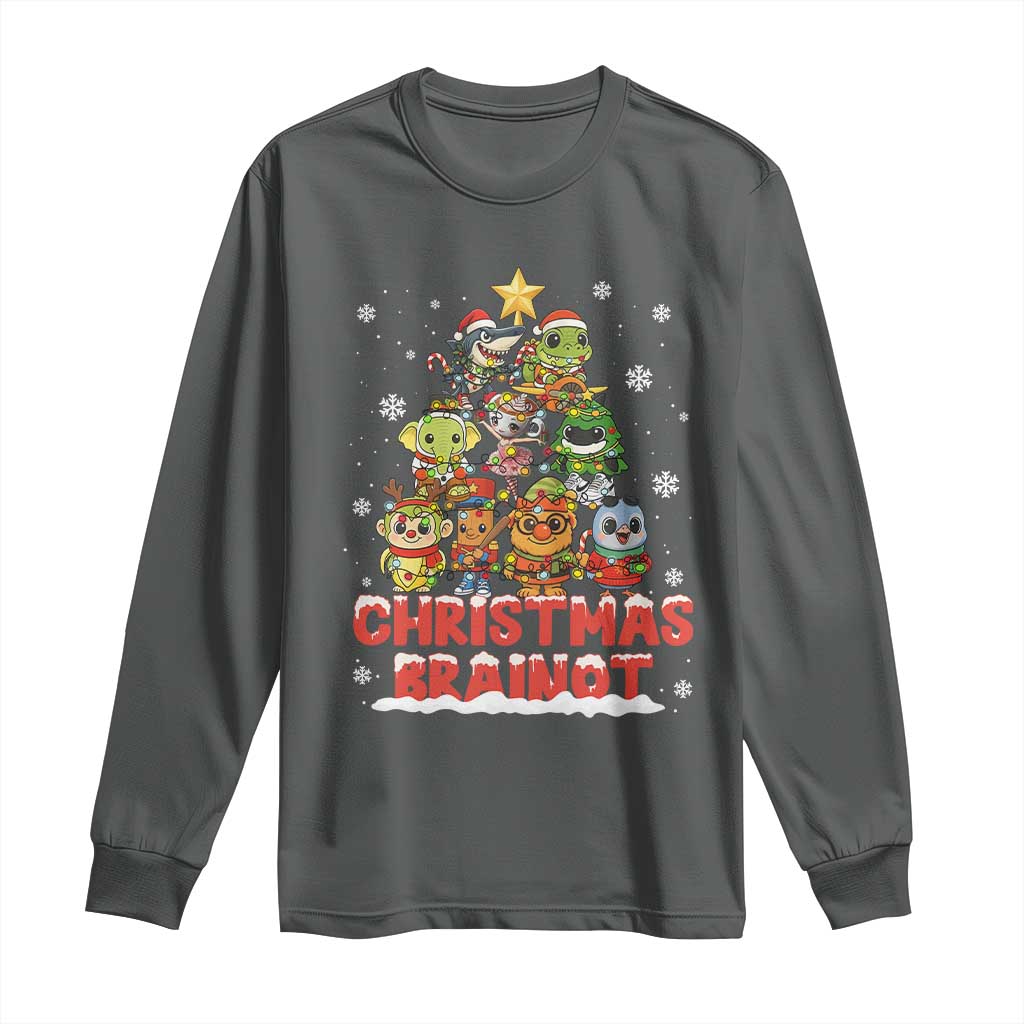 Italian Brainrot Christmas Tree Meme Long Sleeve Shirt TS14 Dark Heather Print Your Wear