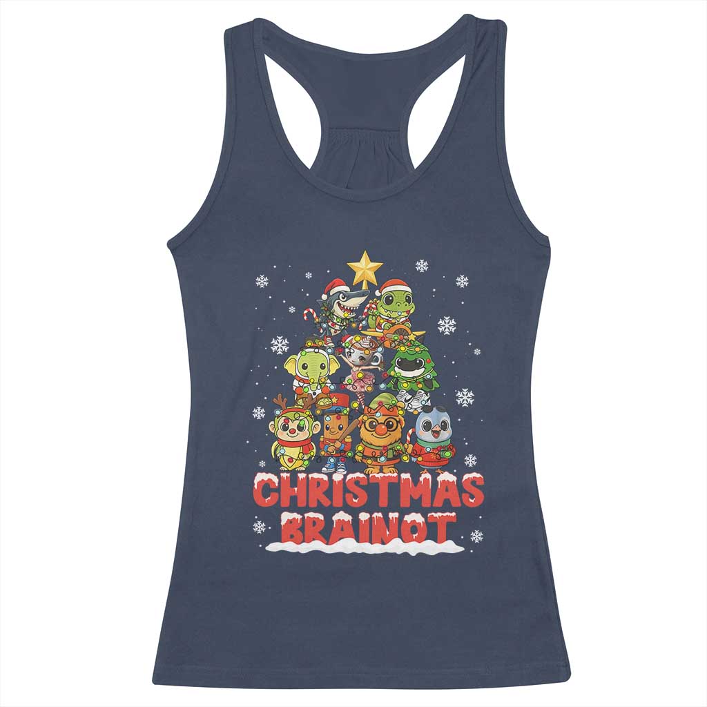 Italian Brainrot Christmas Tree Meme Racerback Tank Top TS14 Navy Print Your Wear