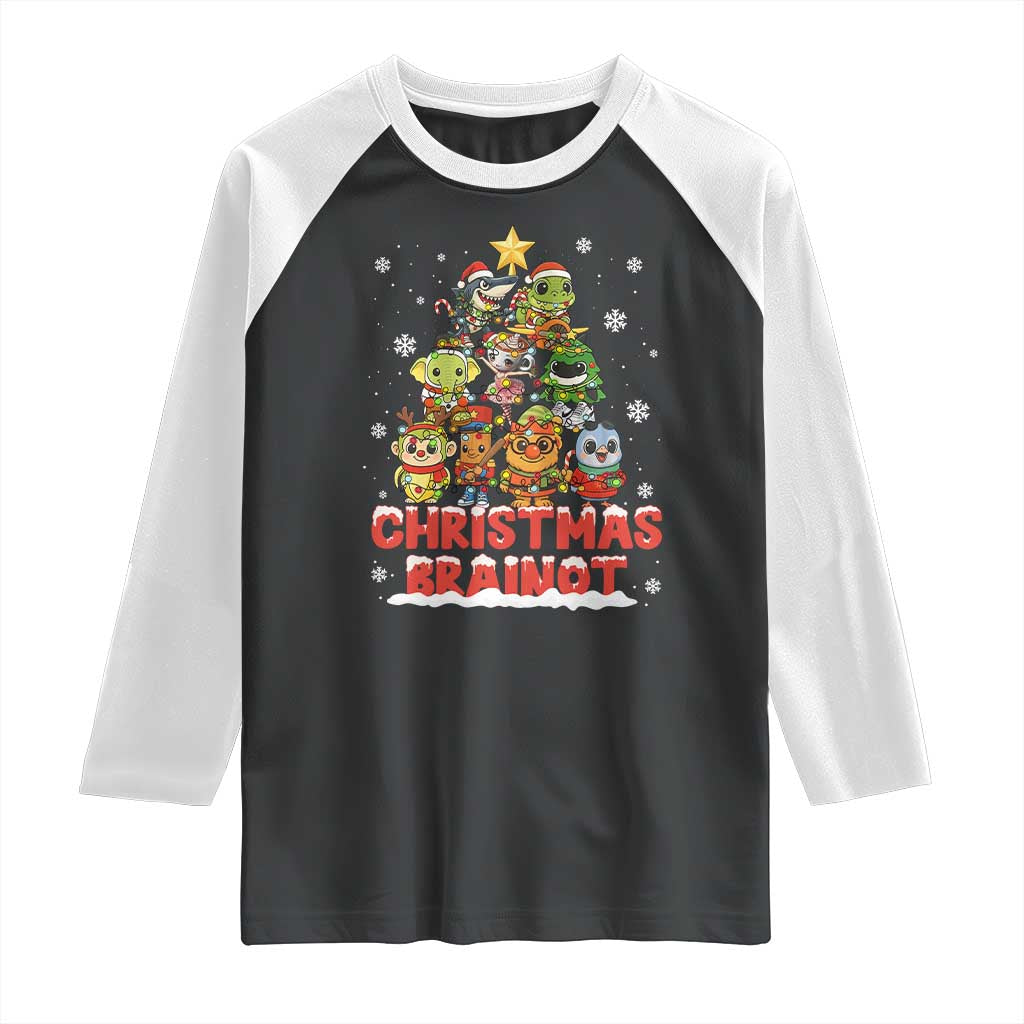 Italian Brainrot Christmas Tree Meme Raglan Shirt TS14 Black White Print Your Wear