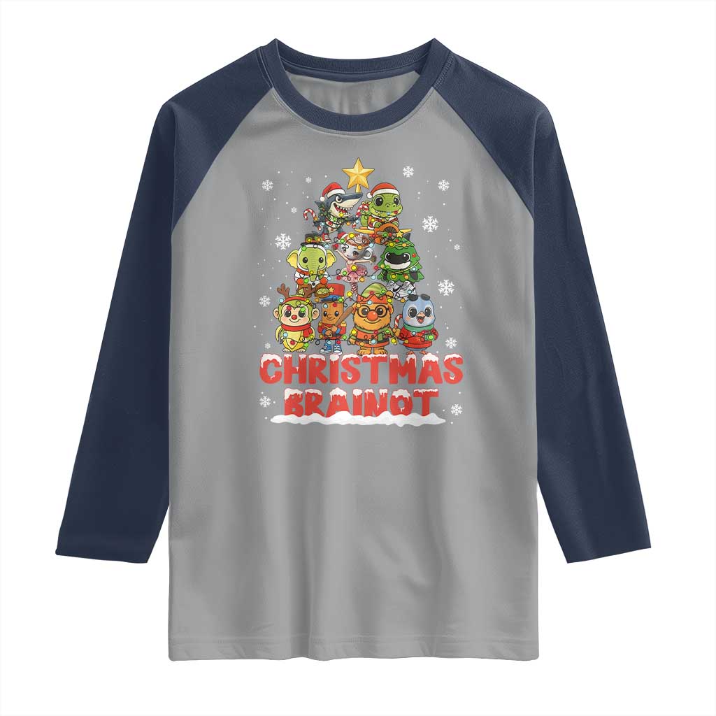 Italian Brainrot Christmas Tree Meme Raglan Shirt TS14 Sport Gray Navy Print Your Wear