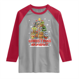 Italian Brainrot Christmas Tree Meme Raglan Shirt TS14 Sport Gray Red Print Your Wear