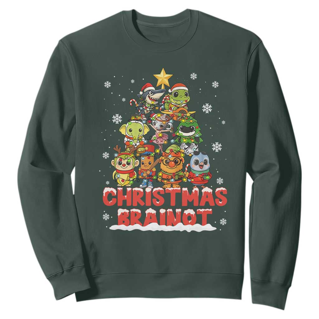 Italian Brainrot Christmas Tree Meme Sweatshirt TS14 Dark Forest Green Print Your Wear