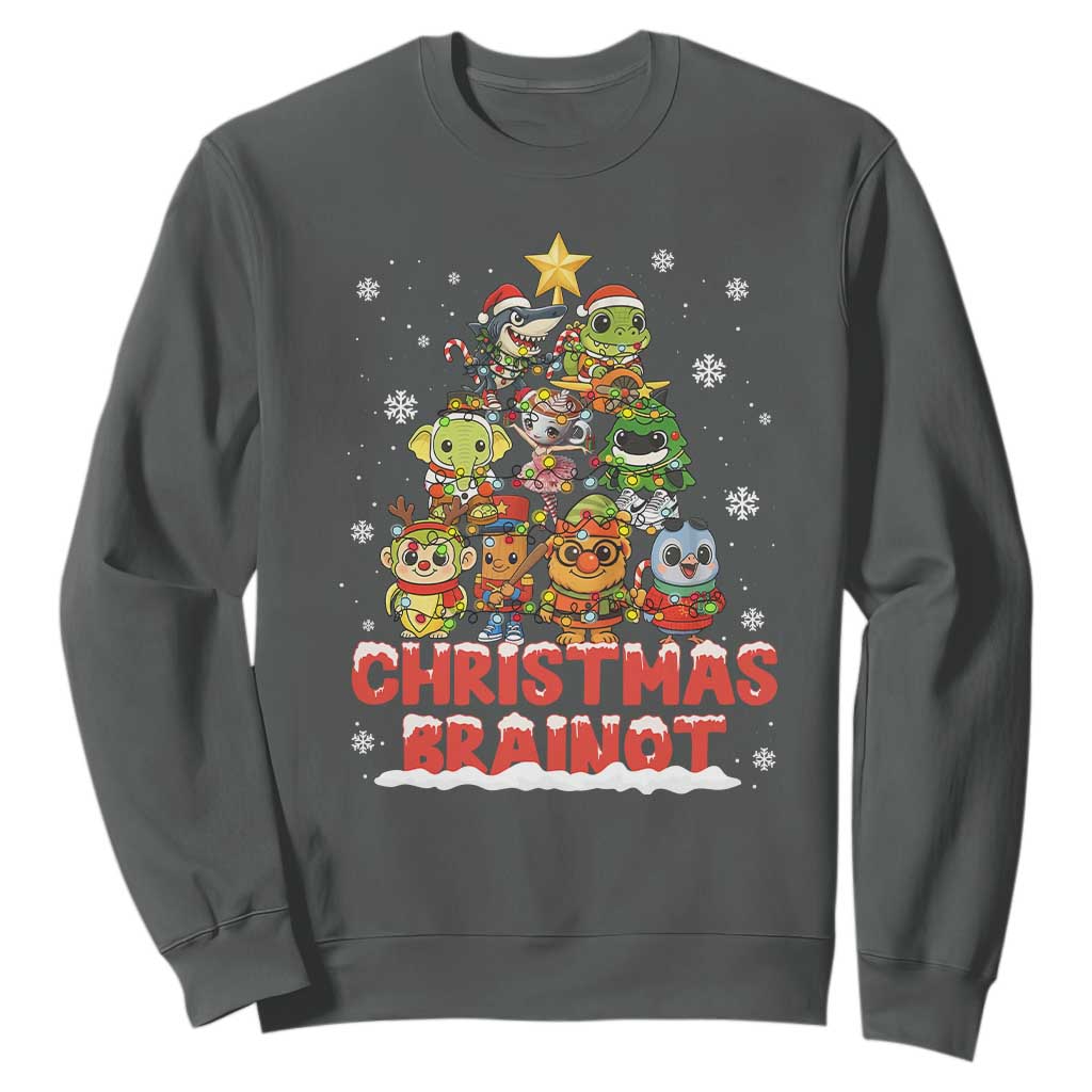 Italian Brainrot Christmas Tree Meme Sweatshirt TS14 Dark Heather Print Your Wear