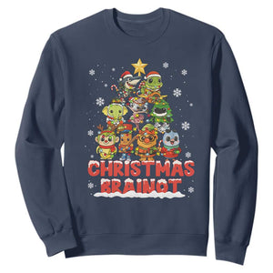 Italian Brainrot Christmas Tree Meme Sweatshirt TS14 Navy Print Your Wear