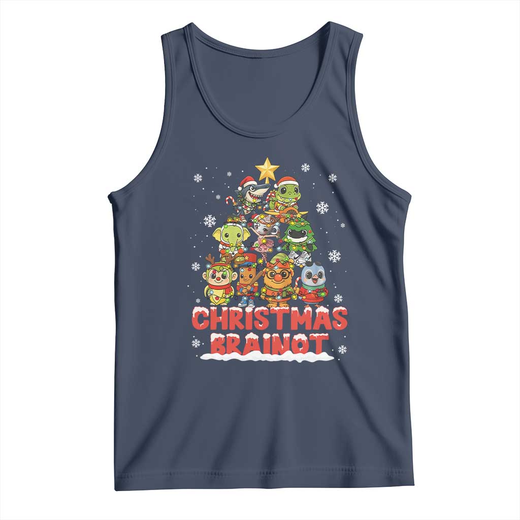 Italian Brainrot Christmas Tree Meme Tank Top TS14 Navy Print Your Wear