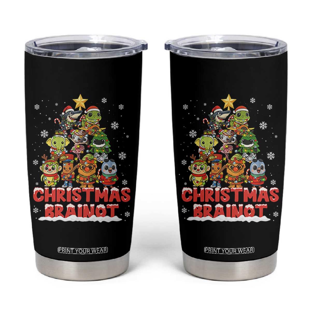 Italian Brainrot Christmas Tree Meme Tumbler Cup TS14 Black Print Your Wear