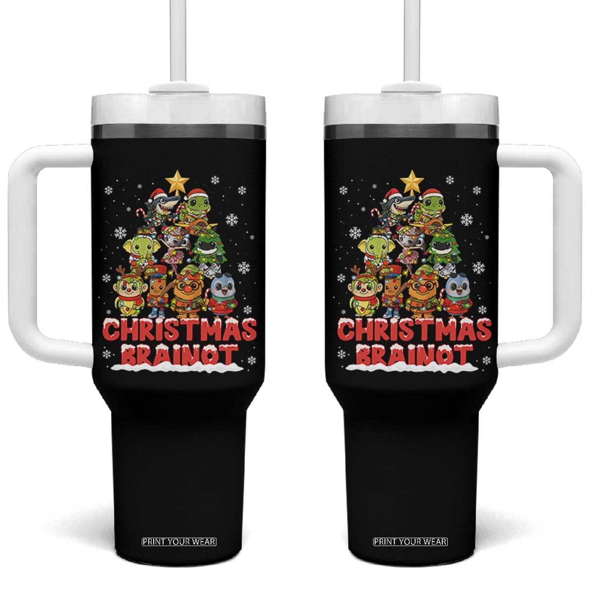 Italian Brainrot Christmas Tree Meme Tumbler With Handle TS14 One Size: 40 oz Black Print Your Wear