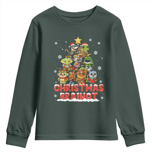 Italian Brainrot Christmas Tree Meme Youth Sweatshirt TS14 Dark Forest Green Print Your Wear