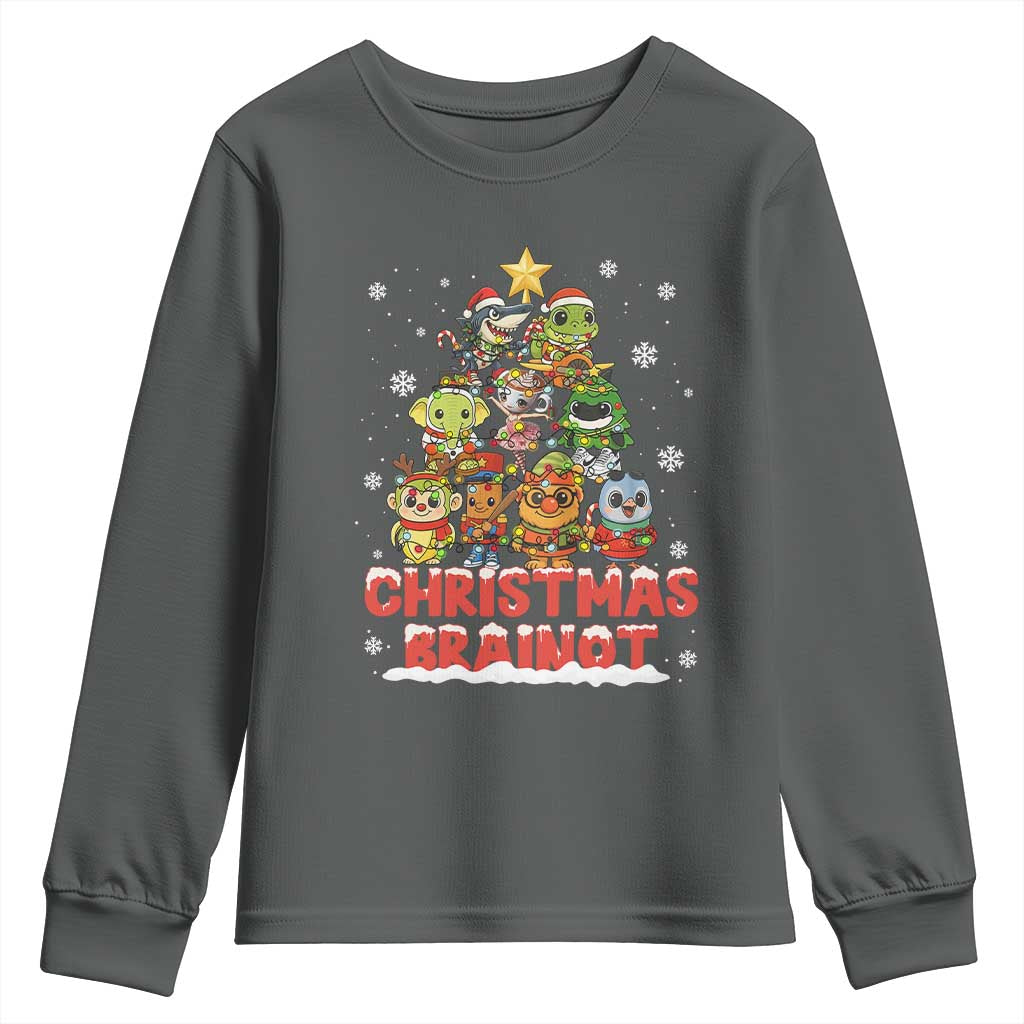 Italian Brainrot Christmas Tree Meme Youth Sweatshirt TS14 Dark Heather Print Your Wear