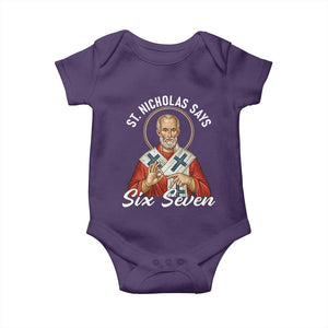 Funny Six Seven Meme Baby Onesie Saint Nicholas Says 67 Gen Alpha Slang TS14 Purple Print Your Wear