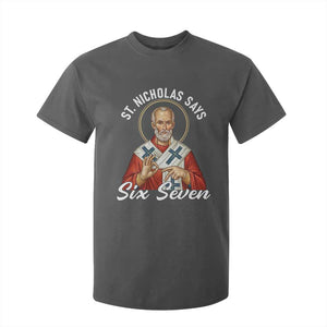 Funny Six Seven Meme T Shirt For Kid Saint Nicholas Says 67 Gen Alpha Slang TS14 Dark Heather Print Your Wear