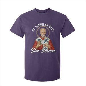 Funny Six Seven Meme T Shirt For Kid Saint Nicholas Says 67 Gen Alpha Slang TS14 Purple Print Your Wear
