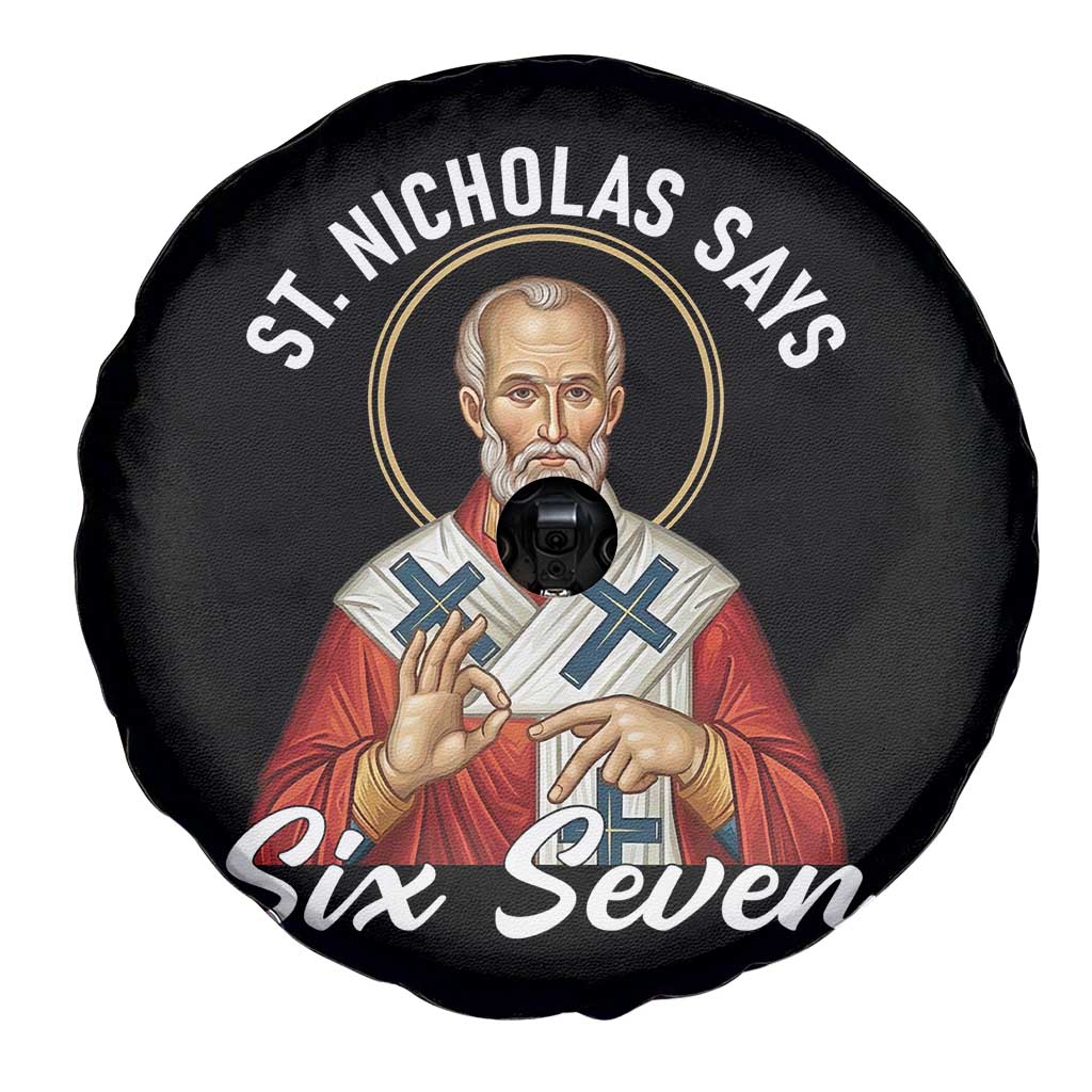 Funny Six Seven Meme Spare Tire Cover Saint Nicholas Says 67 Gen Alpha Slang TS14 Print Your Wear
