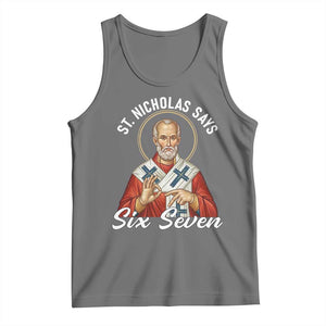 Funny Six Seven Meme Tank Top Saint Nicholas Says 67 Gen Alpha Slang TS14 Black Heather Print Your Wear