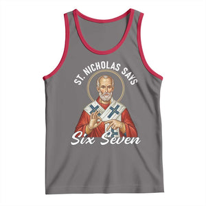 Funny Six Seven Meme Tank Top Saint Nicholas Says 67 Gen Alpha Slang TS14 Deep Heather Red Print Your Wear