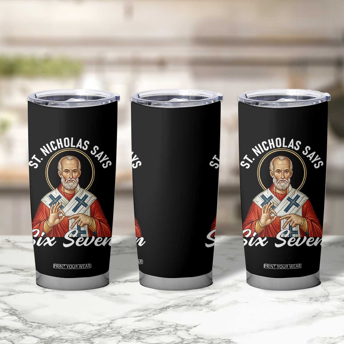 Funny Six Seven Meme Tumbler Cup Saint Nicholas Says 67 Gen Alpha Slang TS14 Print Your Wear