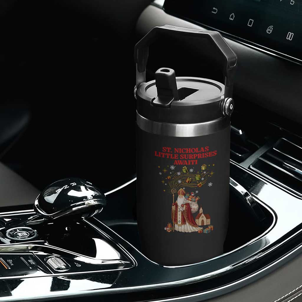 Saint Nicholas Santa Claus Christmas Flip Straw Tumbler Little Surprises Awaiti TS14 Print Your Wear