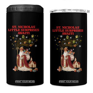 Saint Nicholas Santa Claus Christmas 4 in 1 Can Cooler Tumbler Little Surprises Awaiti TS14 One Size: 16 oz Black Print Your Wear