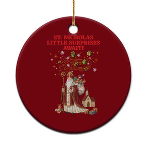 Saint Nicholas Santa Claus Christmas Ceramic Ornament Little Surprises Awaiti TS14 1pc Red Print Your Wear