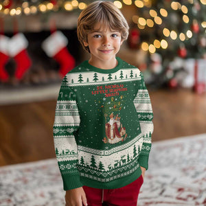 Saint Nicholas Santa Claus Xmas Ugly Christmas Sweater Little Surprises Awaiti TS14 Forest Green Beige Print Your Wear