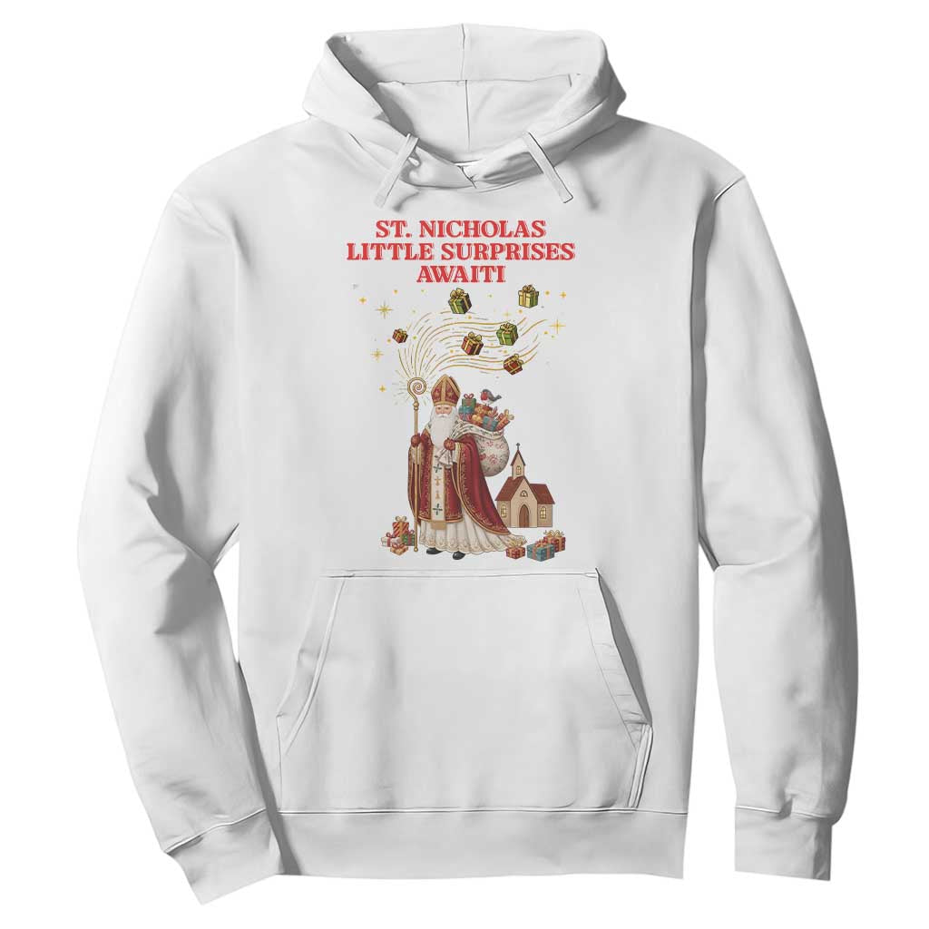 Saint Nicholas Santa Claus Christmas Hoodie Little Surprises Awaiti TS14 White Print Your Wear