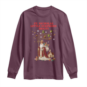 Saint Nicholas Santa Claus Christmas Long Sleeve Shirt Little Surprises Awaiti TS14 Maroon Print Your Wear