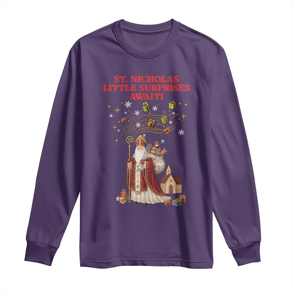 Saint Nicholas Santa Claus Christmas Long Sleeve Shirt Little Surprises Awaiti TS14 Purple Print Your Wear
