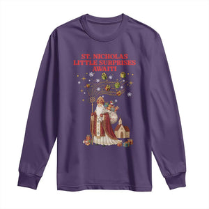 Saint Nicholas Santa Claus Christmas Long Sleeve Shirt Little Surprises Awaiti TS14 Purple Print Your Wear